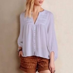 2/$20!!!!   Maeve Anthro Periwinkle Pintuck Peasant Blouse Size 8